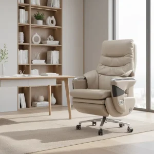 Leather Office Chair Luxury Massage Beige Big Boss Chair