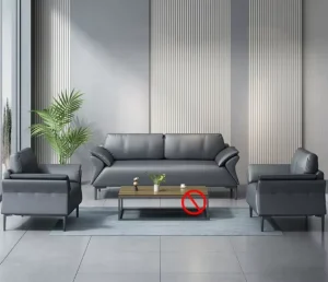 Leather Office Sofa and Coffee Table Set Modern Design Commercial Use Customizable Single & Three-seat Options
