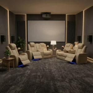 Leather Power Recliner Sofa with Cup Holder USB White