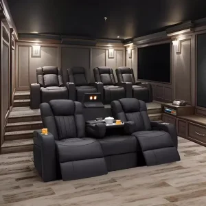 Leather Recliner Sofa Sets Power Home Theater Set Cinema Chair Black Color Genuine Leather