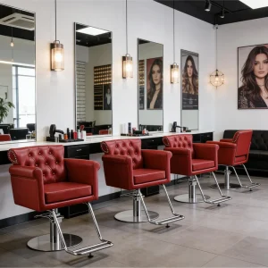 Leather Salon Barber Chair Durable Foldable Styling Chair for Hair Washing and Cutting Living Room Use
