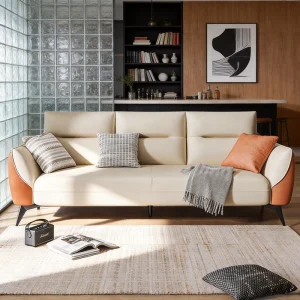 Leather Sofa Set Reclining Three Seater Minimalist Style Living Room Apartment Furniture Custom Factory OEM Tech Fabric