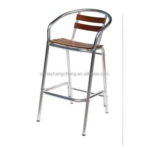 Leisure Balcony Restaurant Hotel Plastic Wood Garden Outdoor Aluminum High Bar Stools