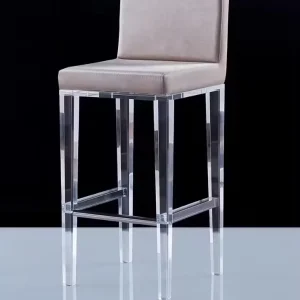 Leisure Bar Chair Acrylic Furniture Modern Acrylic Chair with Leather Cushion and Dining Chair for Dining Room