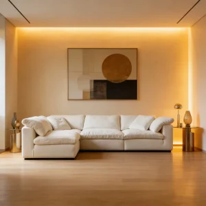 Leisure Home Furniture Italian Style Vacuum Compressed Fabric Sofa with High Density Foam for Living Room Bedroom & Apartment