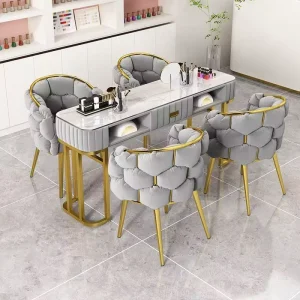 Leisure Style Salon Furniture Set Metal With Velvet Nail Manicure Table Salon Table