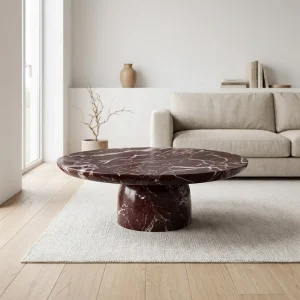 Levanto Rosso Coffee Dining Round Marble Table for Living Room Dining Room Home Apartment Indoor Design