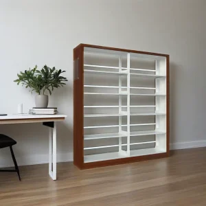 Library Bookshelf Commercial Book Display Shelf with Steel Frame Free Design Support