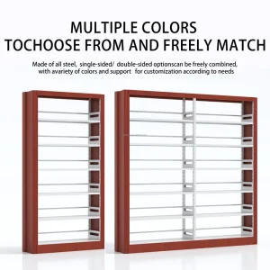 Library Bookshelf Steel Bookshelf Cabinet for File & Book Storage School Library Office Archive Steel Double Sided Bookshelf