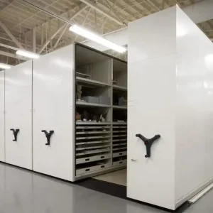 Library Steel Archives Mobile Shelving System Rolling Mobile Shelving and Compact Storage for Reference Materials and Journals