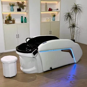 Lie Down Hair Wash Basin Salon Equipment Waterfall Electric Massage Shampoo Hair Washing Chair Head Care Spa Bed