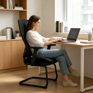 Lifted Armrest Office Mesh Chair Visitor Chair VIP Meeting Waiting Room Chairs Without Wheels