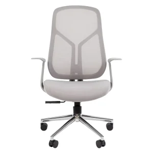 Light Gray Adjustable Office Chair Swivel Computer Chair with Fixed Armrest Reclining Backrest