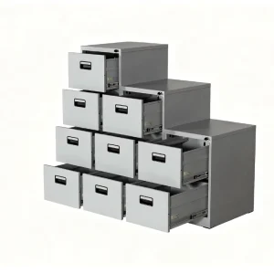 Light Gray Steel Movable Modern Three drawer Filing Cabinet
