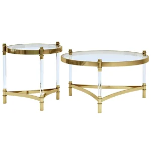 Light Luxury Acrylic Coffee Table Transparent Side Several Stainless Steel Small Apartment Glass Frame Side Table Combination