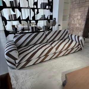 Light Luxury Chesterfield Top Fabric Sofa Set Modern High End Hotel Living Room Brown and White Stripes Sofas Home Furniture
