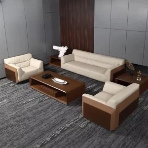 Light Luxury Design Executive Office Furniture White Leather Ergonomic Couch Office Sofa Set Furniture for Office Building