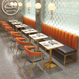 Light Luxury Dining Restaurant Furniture Leather Cafe Table and Chair Dessert Restaurant Sofa Booth
