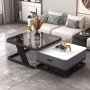 Light Luxury Eco Friendly Durable Coffee Table Modern Simple Household New Square Quartz Slab Glass Living Room Furniture for