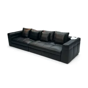 Light Luxury Genuine Leather Sculptural Sleek Blazer Style Sectional Sofa Set Mansion Decor Foshan Factory