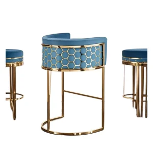 Light Luxury High Back Adjustable Bar Chair with Chrome Base for Hotel and Home Use