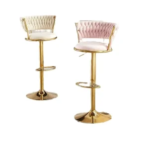 Light Luxury High Backed Modern Metal Bar Stool with Swivel and Height Adjustable Features for Restaurant and Commercial Use