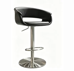 Light Luxury High Bar Stool with Backrest Height Adjustable Swivel Stainless Steel Frame Bar Chair