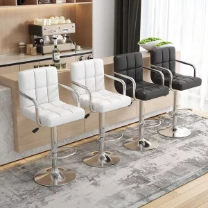 Light Luxury High End Iron Bar Chair with Adjustable Height Modern Design for Living Room Home Island Bar Stool