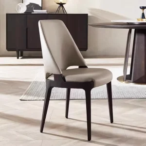 Light Luxury High end Nordic Modern Casual Solid Wood Backrest Dining Chair Upholstered Armless High Elastic Foam Restaurant