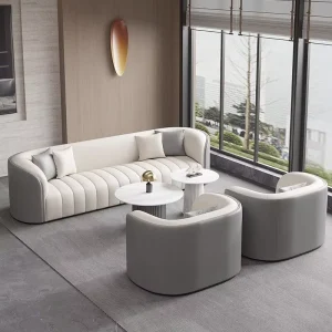 Light-Luxury Hotel Beauty Salon Apartment Use Business Casual Sofa Set Sponge Cushions Single-Seater Guest Reception Table Chair