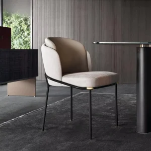 Light Luxury Industrial Ergonomic Upholstered Chair with Backrest Stainless Steel Legs for Home Hotel Restaurant & Office Use