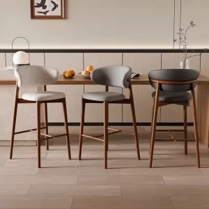 Light Luxury Italian Bar Stools With Backrest Modern Minimalist Home High Stools for Bar Front Desk Comfortable Long Sitting
