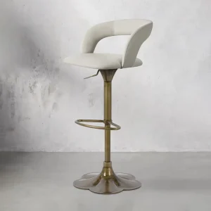 Light Luxury Leather Bar Stool Height Adjustable Rotating with Armrests Customizable