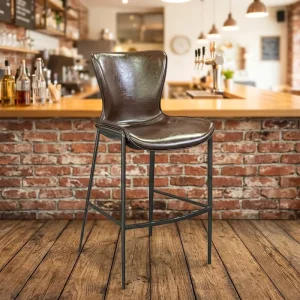 Light Luxury Leather Bar Stool High Chair for Kitchen Island and Dining Restaurant Use