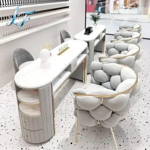 Light Luxury Manicure Table Nail Salon Furniture Wooden Nail Desk With Storage Cabinet Customizable