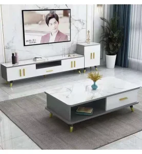 Light Luxury Marble Modern Nordic Round Corner Coffee Table for Living Room