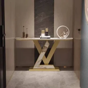 Light Luxury Metal Entrance Hall Table Hotel Apartment Slate Top Modern Corridor Wall Mounted Disassembly Assembly
