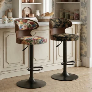 Light Luxury Metal Frame Height Adjustable Rotatable Bar Stool for Home and Commercial Use