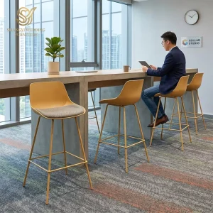 Light Luxury Metal High Chair for Bar Stool with Fabric Cushion for Contemporary Cafe Bars Kitchen Islands Living Room Dining
