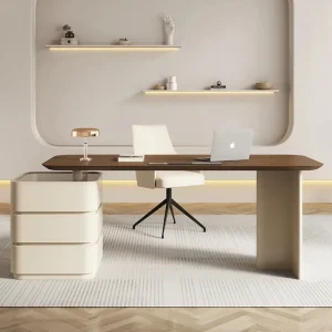 Light Luxury Minimalist Desk Cream Style Vintage Study Writing Desk Solid Wood Beauty Salon Consulting Table Office Desk