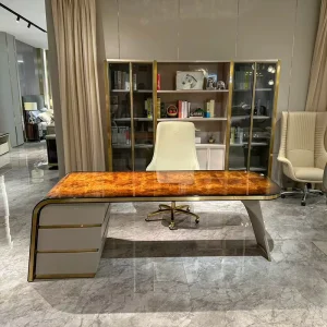 Light Luxury Minimalist Solid Wood Desk Home Office Computer Desk Italian for Boss Modular Office Building Furniture File