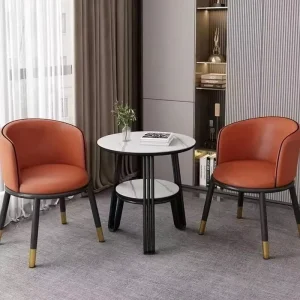 Light Luxury Minimalist Wood Frame Leather Seat Negotiation Chair for Commercial Office Reception and Waiting Areas