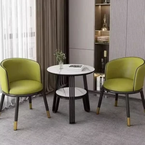 Light Luxury Minimalist Wood Frame Leather Seat Negotiation Chair for Office Reception and Waiting Areas