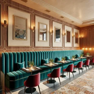 Light Luxury Modern Cafe Bench Seating Fast Food Restaurant Tables and Chairs Sets Coffee Shop Furniture Green Restaurant Booths