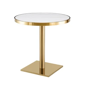 Light Luxury Modern Commercial Restaurant Table with Gold Leg Marble Top Dining Furniture for Hotel Use