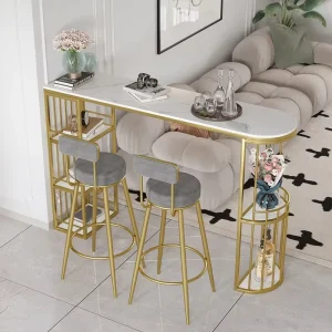 Light Luxury Modern Metal Bar Table and Chair Set for Small Living Room Hotel Mall and Hospital Use