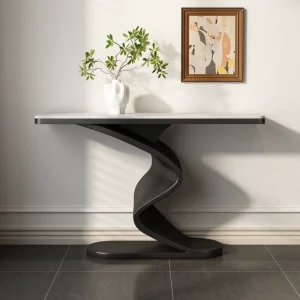 Light Luxury Modern Minimalist Entryway Console Table with Slate Top Multifunctional for Living Room Dining Hallway