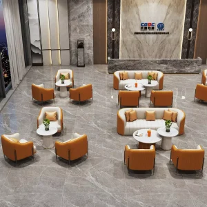 Light Luxury Modern Office Cafe Lounge Area Leather Negotiation Table and Chair Combination Hotel Reception Living Room Sofa