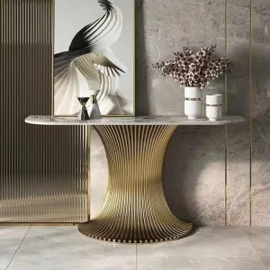 Light Luxury Modern Simple Console Table Small Waist Villa Furniture with Door Porch Cabinet End View