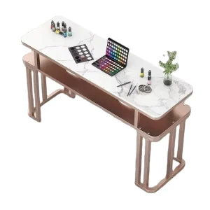 Light Luxury Modern Simple Rock Board Storage Nail Table Single or Double Metal